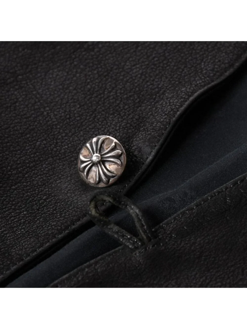 Chrome Hearts Vest Leather Dagger Zip Black Silver